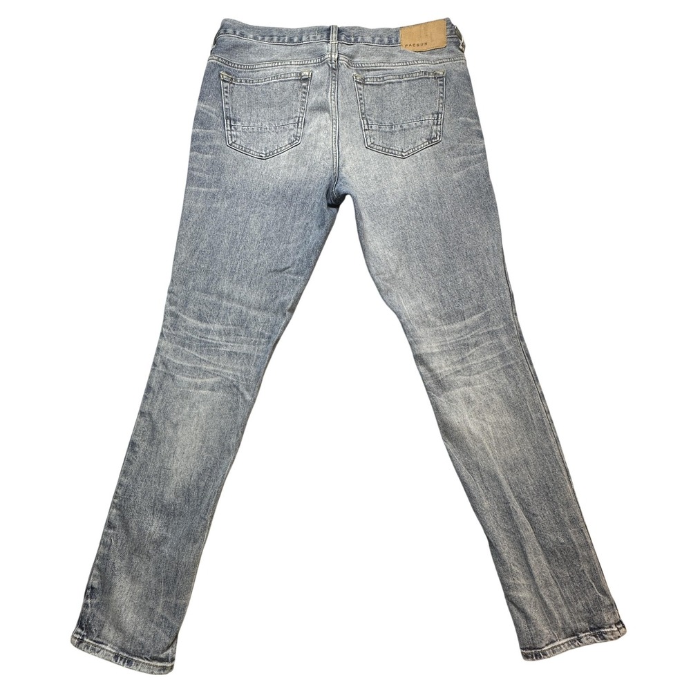 PacSun Stacked Skinny Jeans‎ Mens 33x32 (33x30) Light Wash Blue Stretch Denim